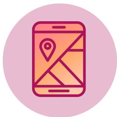 Düz çember izole edilmiş vektör illüstrasyonunda cep telefonu simgesi