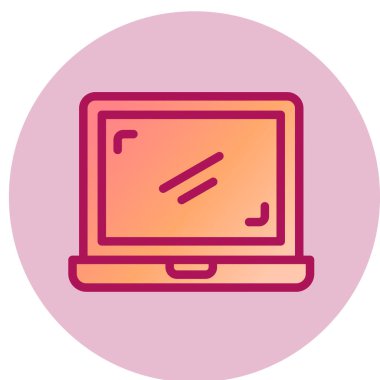 Beyaz arkaplanda izole edilmiş bir bilgisayar simgesi olan dizüstü bilgisayar. vektör illüstrasyonu