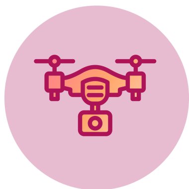 Drone simgesi, modern kameranın vektör illüstrasyonu