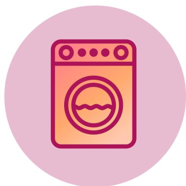 çamaşır makinesi simgesi. Web için basit bir çamaşır fırını vektör düğmesi çizimi