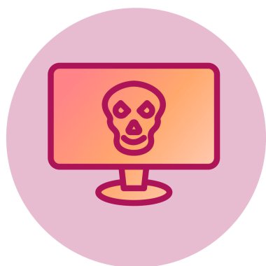 Kırmızı ekranlı bilgisayar monitörü. vektör illüstrasyonu