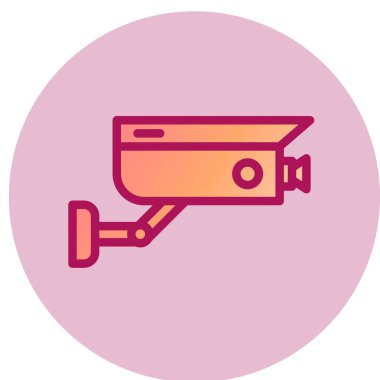 Kapalı devre kamera simgesi. Web için izleme sistemi vektör simgelerinin basit çizimi