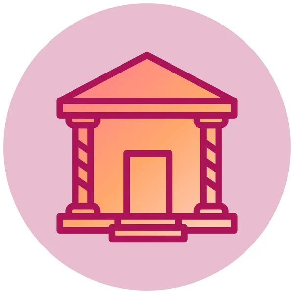 Κτίριο Τράπεζας Web Εικονίδιο Απλό Σχεδιασμό — Διανυσματικό Αρχείο