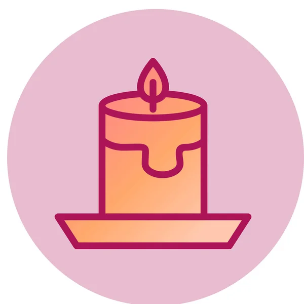 Candle Icon Flat Circle Isolated White Background Vector Illustration — Stock Vector