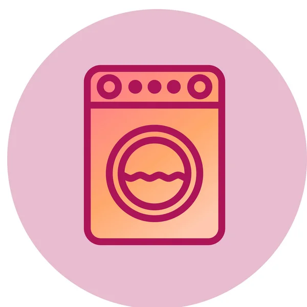 洗衣机图标 网上洗衣烘箱向量按钮的简单说明 — 图库矢量图片