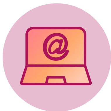 E- posta simgesi simgesi olan dizüstü bilgisayar. vektör illüstrasyonu