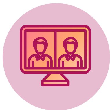 Çevrimiçi Konferans simgesi, vektör illüstrasyonu 