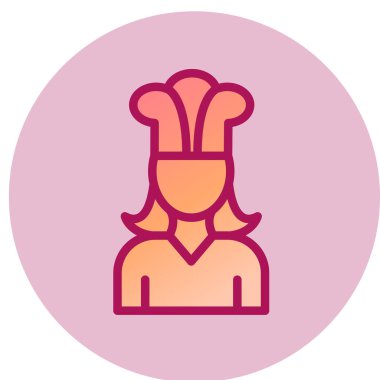 Bayan Şef simgesi, vektör illüstrasyonu 