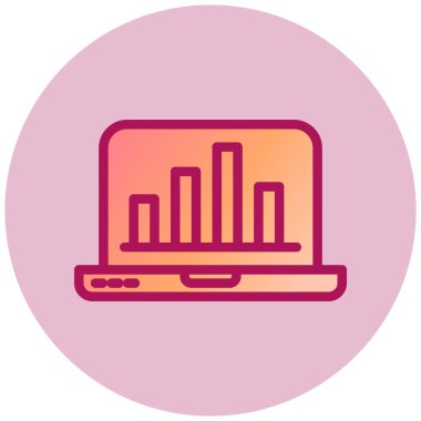 Laptop İstatistikleri basit simge, vektör illüstrasyonu