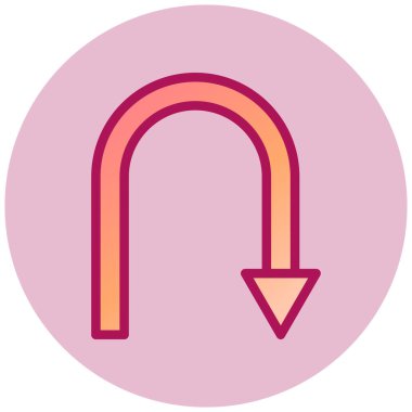 U Basit simge, vektör illüstrasyonu dön