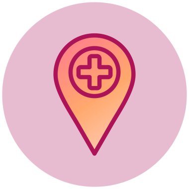 Hastane Konumu basit simge, vektör illüstrasyonu