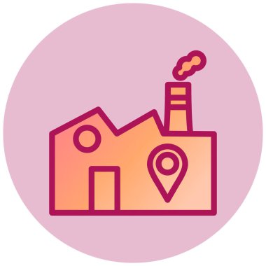 Fabrika Konumu basit simge, vektör illüstrasyonu