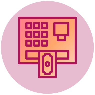 ATM basit simgesi, vektör illüstrasyonu