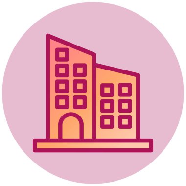 Ofis Binası basit simge, vektör illüstrasyonu