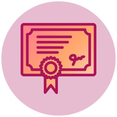 Sertifika basit simgesi, vektör illüstrasyonu