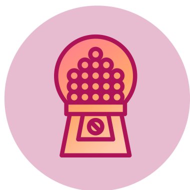 Sakız Topu Makinesi basit simgesi, vektör illüstrasyonu