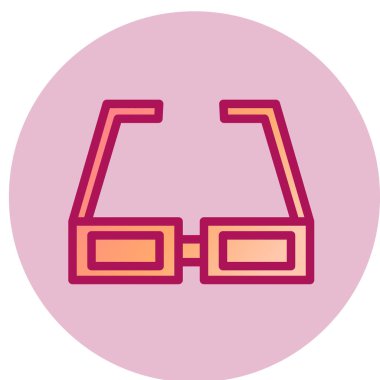 3B Gözlük basit simgesi, vektör illüstrasyonu