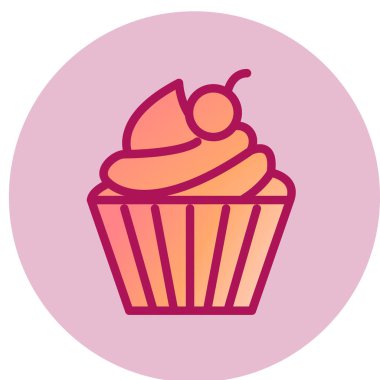 Cup Cake basit simgesi, vektör illüstrasyonu
