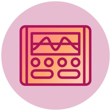 Oscilloscope basit simge, vektör illüstrasyonu