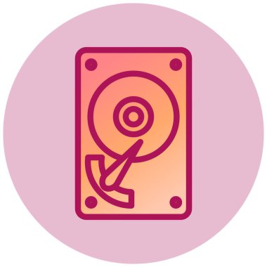 Hard Disk basit simgesi, vektör illüstrasyonu
