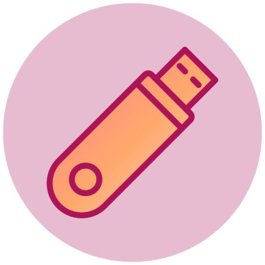 Flash Disk basit simgesi, vektör illüstrasyonu