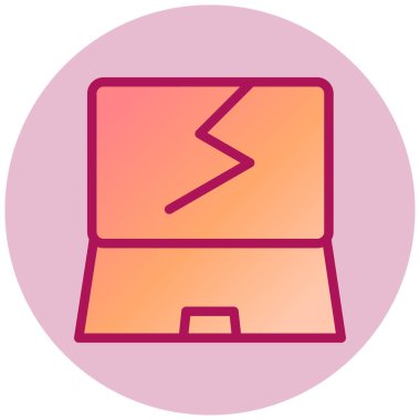 Kırık Laptop basit simgesi, vektör illüstrasyonu
