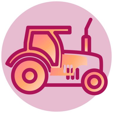 Beyaz arkaplanda izole edilmiş, düz stil bir traktör simgesi. vektör illüstrasyonu