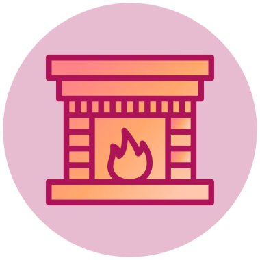 Şömine. Web simgesi basit illüstrasyon