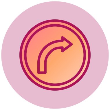 Eğri Sağ Ağ simgesi, vektör illüstrasyonu  