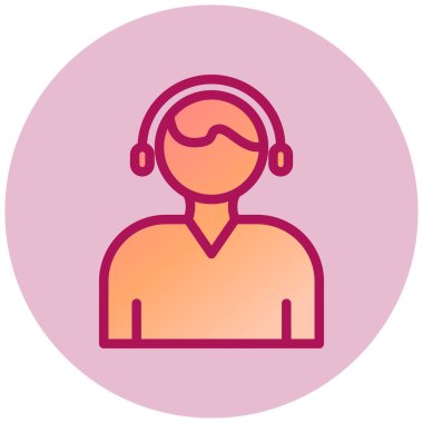 Telemarketer ağ simgesi, vektör illüstrasyonu  