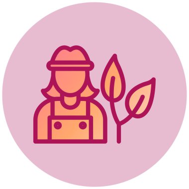 Lady Farmerweb simgesi, vektör illüstrasyonu 