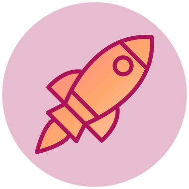 Roket web simgesi, vektör çizim 