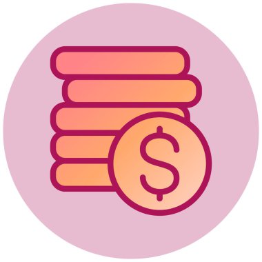 Dolar madeni para düz simgesi