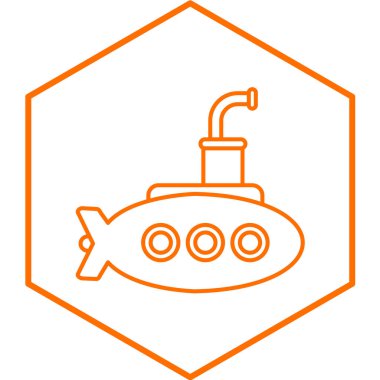 Denizaltı ikonu. Moda renklerinde gemi vektör çizgisi simgelerinin özet çizimi