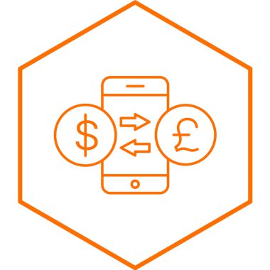 Değişim sembolü simgesi, vektör illüstrasyonlu akıllı telefon