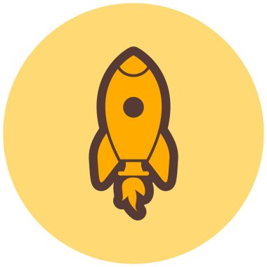 Roket. Web simgesi basit illüstrasyon