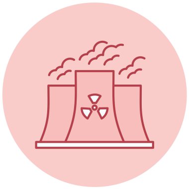 Nükleer enerji santrali ikon vektör çizimi tasarımı