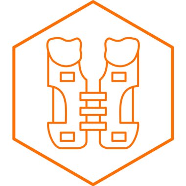 Beyaz arkaplanda izole edilmiş ana hatlı dalgıç simgesi. Güvenli yelek vektör illüstrasyonu.