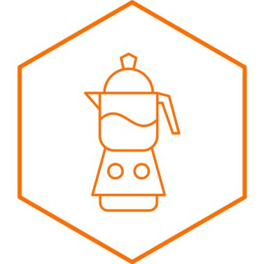 Çaydanlık taslak simgesi. Web için çay üreticisi vektör simgelerinin turuncu çizimi