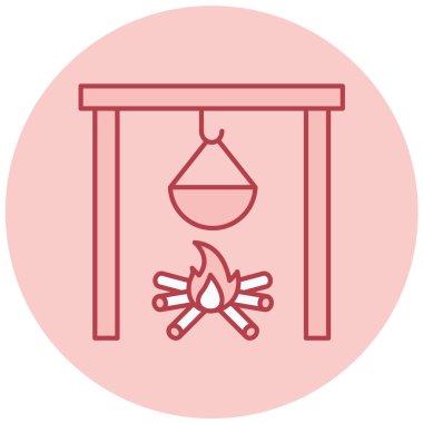 kamp ateşi simgesi, basit tasarım vektör çizimi