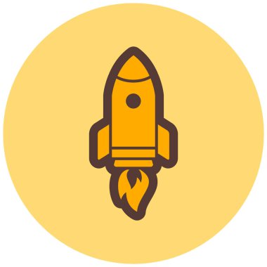 Roket. Web simgesi basit illüstrasyon