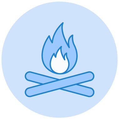 Kamp ateşi. Web simgesi basit illüstrasyon