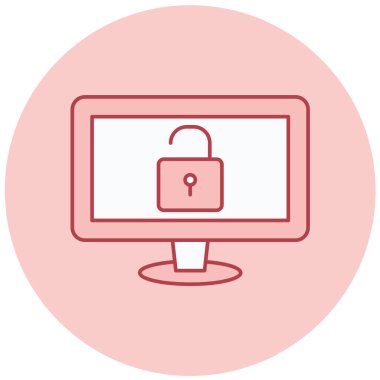 Bilgisayar güvende. Web simgesi basit illüstrasyon