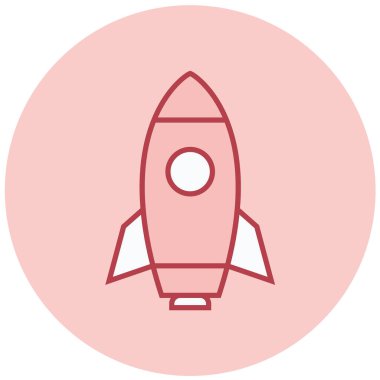 Roket. Web simgesi basit illüstrasyon