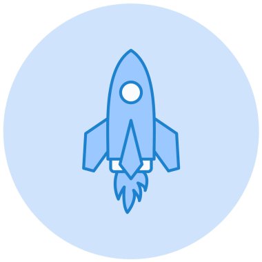 Roket. Web simgesi basit illüstrasyon