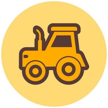 Traktör düz vektör simgesi