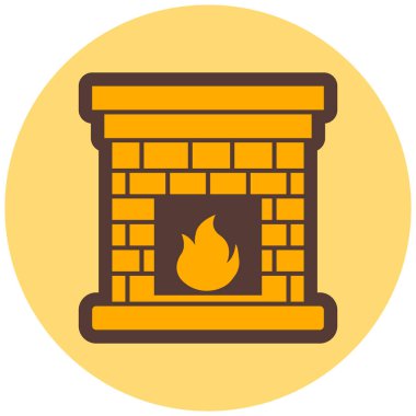 Şömine. Web simgesi basit illüstrasyon