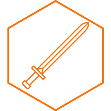 Kılıç simgesi çizgisi çizimi. güzel bir element sembol olarak da kullanılabilir, eski, balta, yarasa