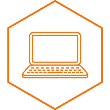 Beyaz arka plan üzerinde dizüstü bilgisayar simgesi