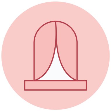 Perde simgesi olan pencere, basit tasarım vektör illüstrasyonu